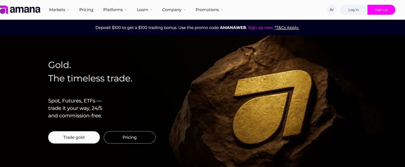 Screenshot of the Amana Capital website