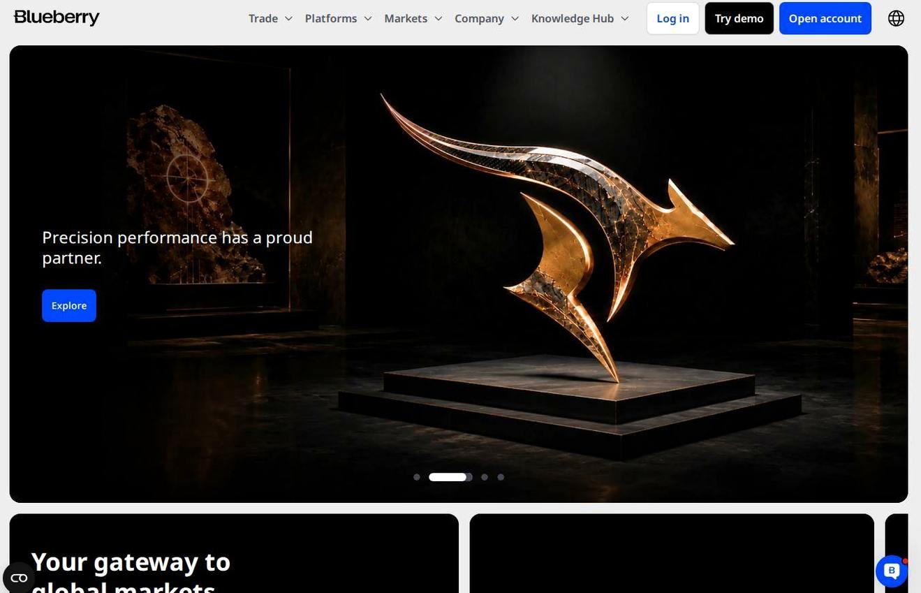 Screenshot of the Blueberry Markets website