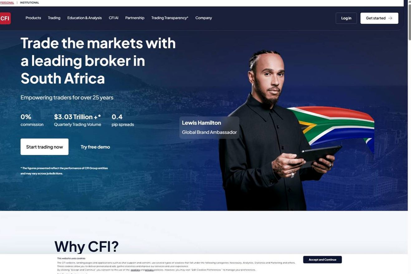 Screenshot of the CFI website