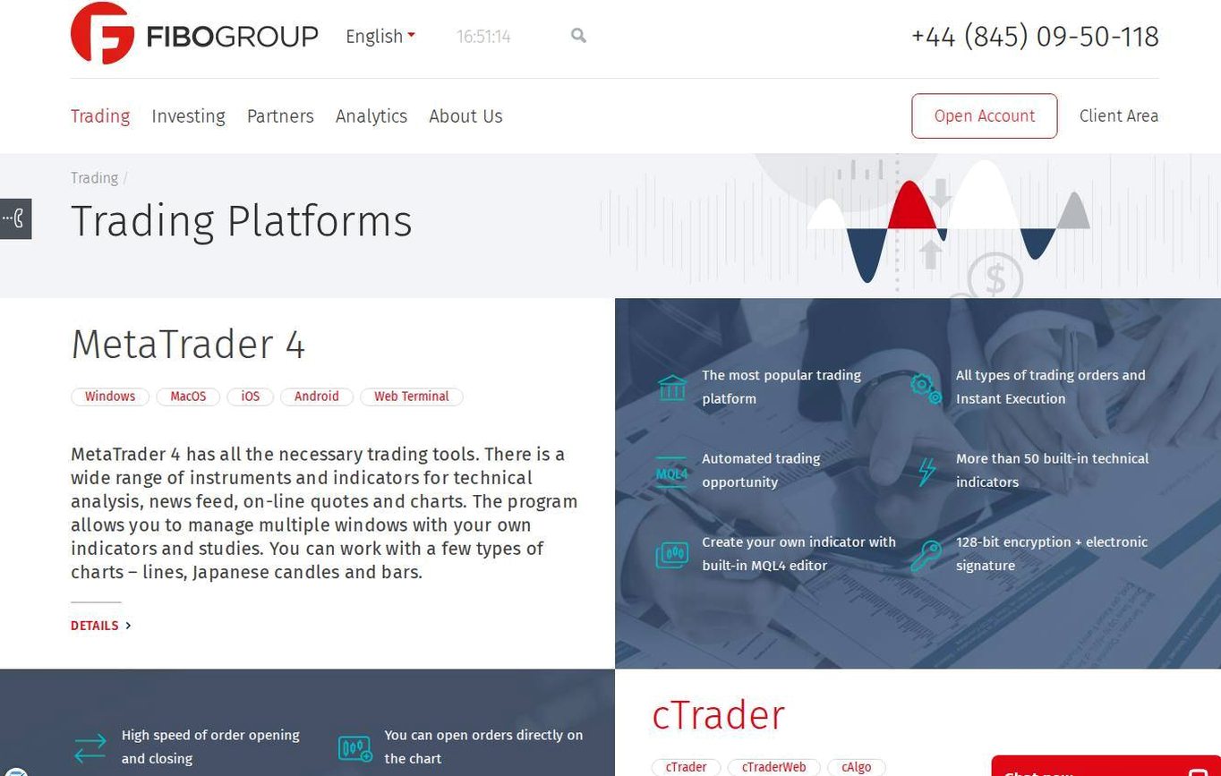 The platform page on the FIBO Group website