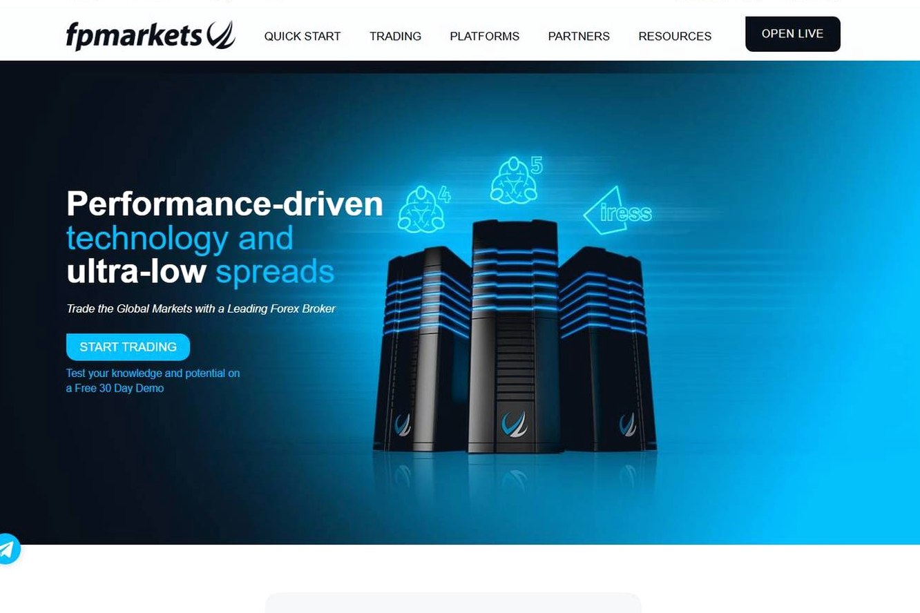 Screenshot of the FP Markets website