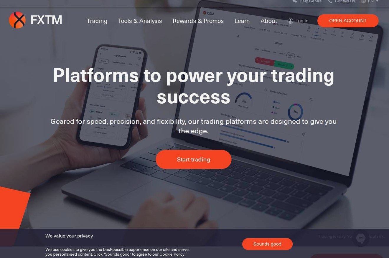 The platform page on the FXTM website