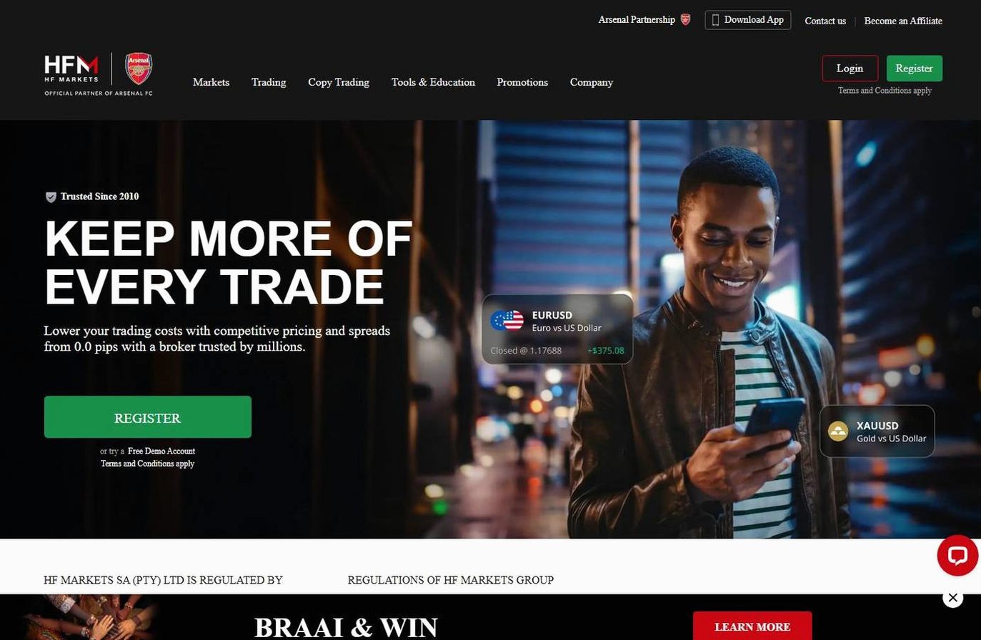 Screenshot of the HFM website