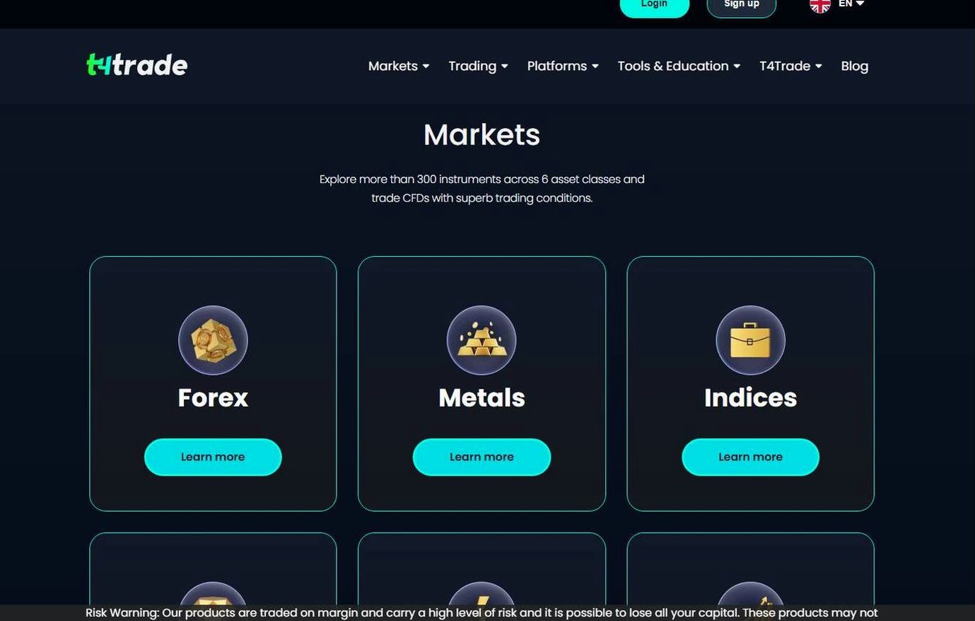 Screenshot of the T4Trade website