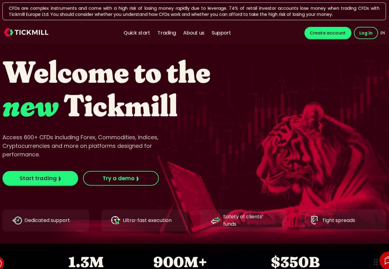 The platform page on the Tickmill website
