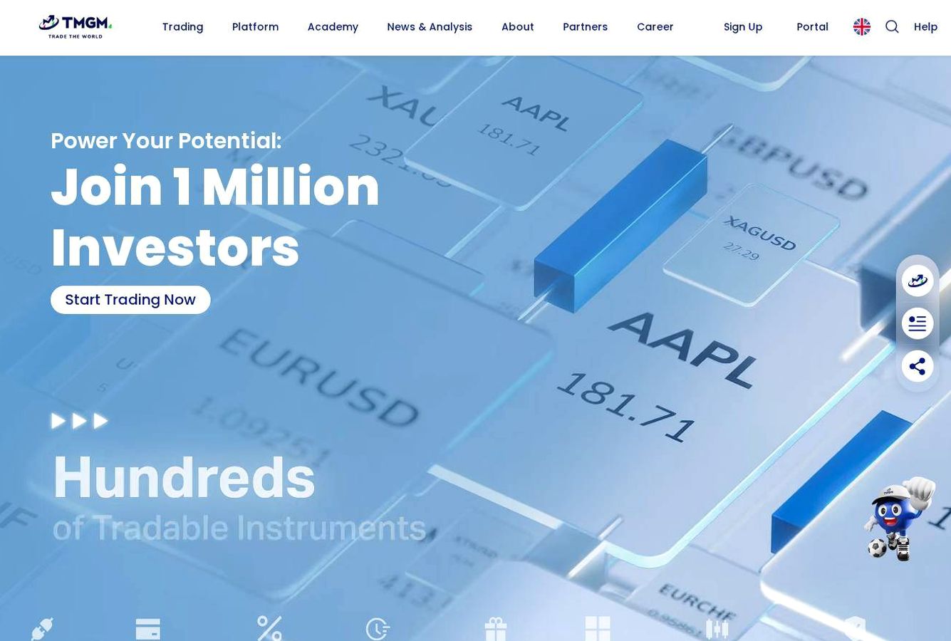 Screenshot of the TMGM website