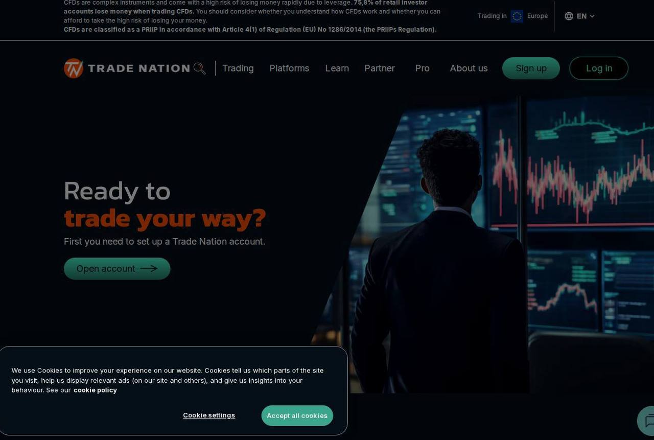 The platform page on the Trade Nation website