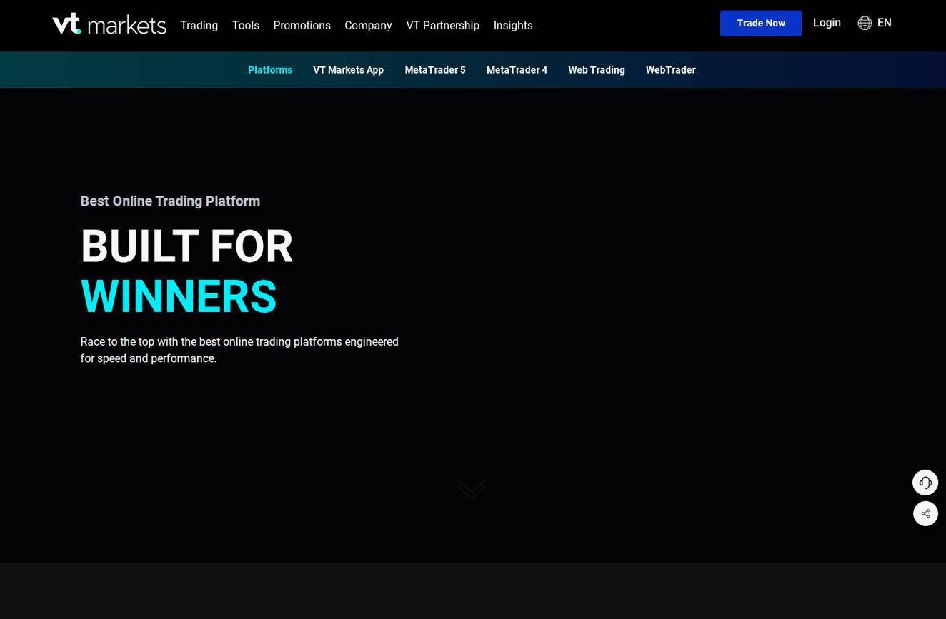 The platform page on the VT Markets website