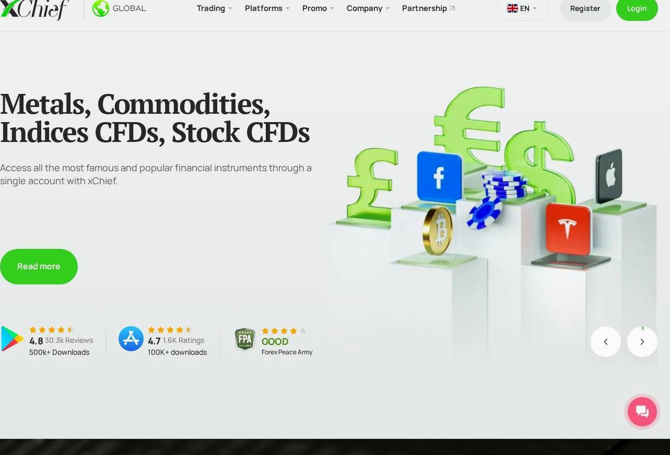 Screenshot of the XChief website